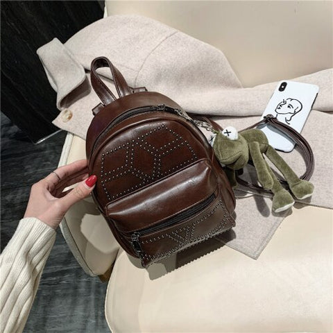Feminina Backpacks for Women High Quality PU Leather Women's Shoulder Bag Contrast Simple Small Travel Rucksack School Bags