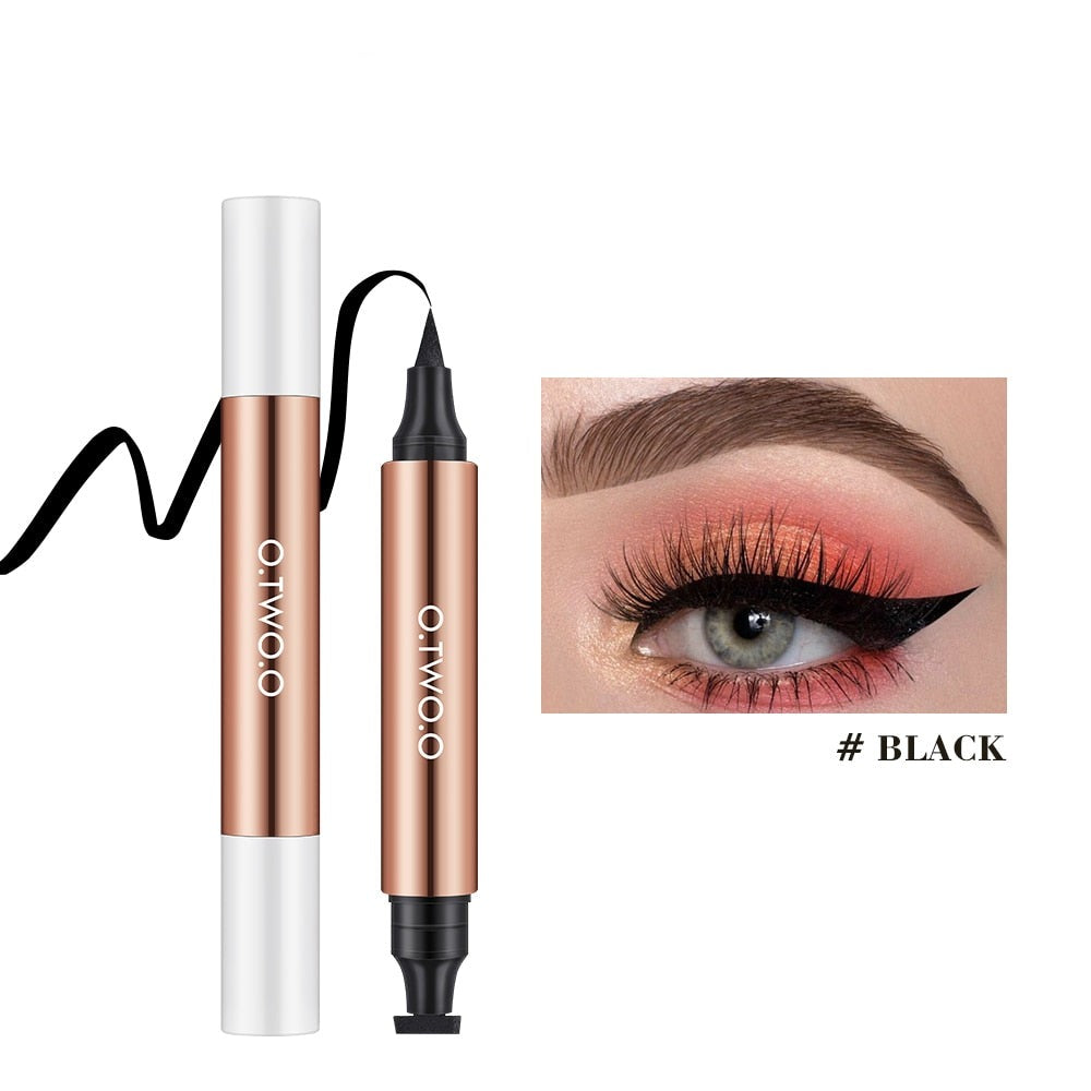 Beyprern Eyeliner Stamp Black Liquid Eyeliner Pen Waterproof Fast Dry Double-ended Eye Liner Pencil Make-up for Women Cosmetics
