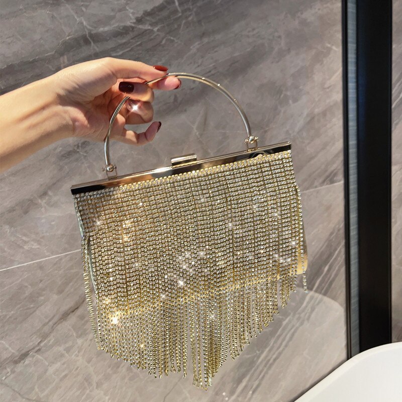 Women Purses And Handbags Luxury Designer Clutch Bag 2022 New Rhinestone Banquet Gold Evening Bag Party Purse Chain Shoulder Bag