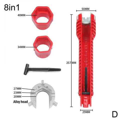 Beyprern 8 In 1 Anti-slip Kitchen Repair Plumbing Tool Flume Wrench Sink Faucet Key Plumbing Pipe Wrench Bathroom Wrenches Tool Sets