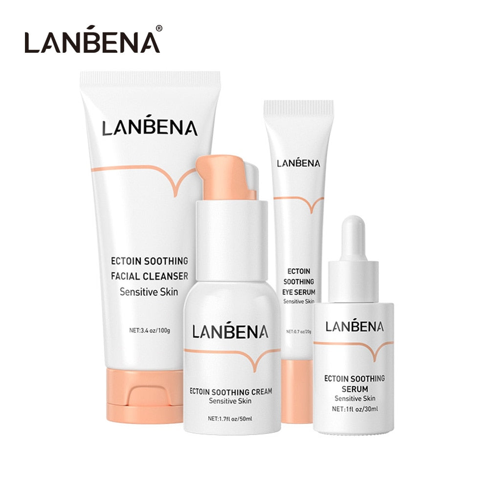 LANBENA Ectoin Anti Allergic Repair Soothe Sensitive Skin Care Set  Facial cleanser + Eye Essence Cream + Soothe Serum + Lotion