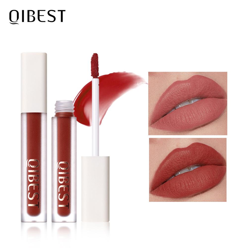 QIBEST 12 Colors Matte Lip Gloss Waterproof Liquid Lipstick Velvet Nude Lipgloss Long-lasting Smooth Lip Tint Beauty Cosmetics