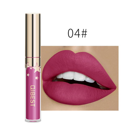 QIBEST Velvet Matte Lipgloss Waterproof Nude Lip Gloss Long Lasting Pigment Liquid Lipstick Lip Tint Makeup Cosmetics