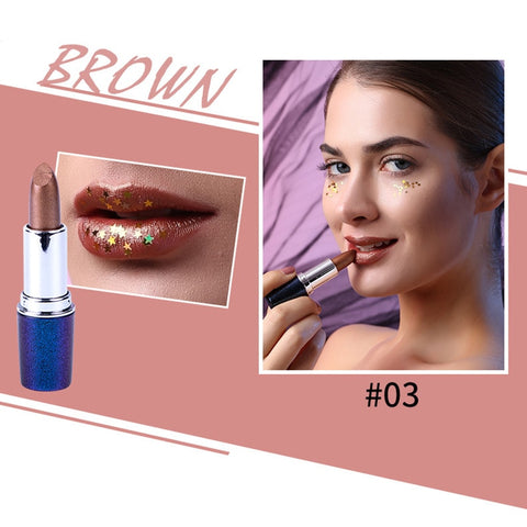 Beyprern 1 Pc Metallic Color Changing Lipstick Velvet Glimmer Glitter  Lip Gloss  Long Lasting Non-Stick Cup Sexy Lip Glaze Lady Cosmetic