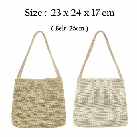 2022 Womens Girls Summer Straw Large Tote Bag Beach Shoulder Bag Handbag Casual Soft