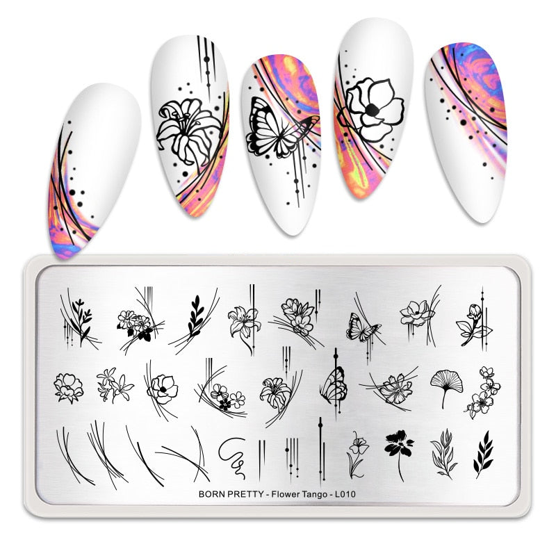 Christmas Gift BORN PRETTY Nature Leaves Plants Design Image Template Nail Stamping Plates Stainless Steel Nail Decoration Plate