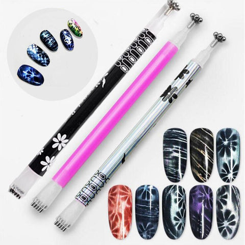 Nail Art Magnet Stick Cat Eyes Double Headed Magnet for Nail Gel Polish 3D Line Strip Effect Strong Magnetic Pen Manicure Tools