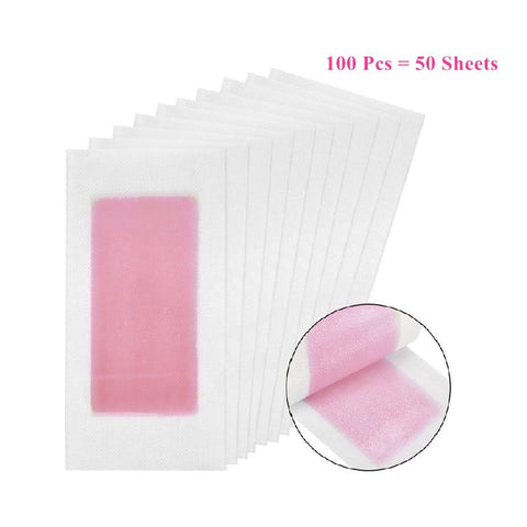 Beyprern 100 Pcs=50 Sheets Red Color Hair Removal Paper Wax Strips Double Side Wax Paper For Face Legs Body Bikini Care Free Shipping