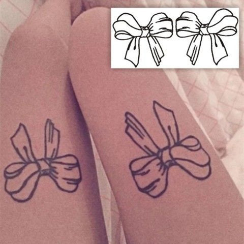 Dark Line Butterfly Cartoon Tattoo Stickers Cute Bow Sexy Tattoos for Women Fake Arm Shoulder Thigh Body Art Temporary Tattoos