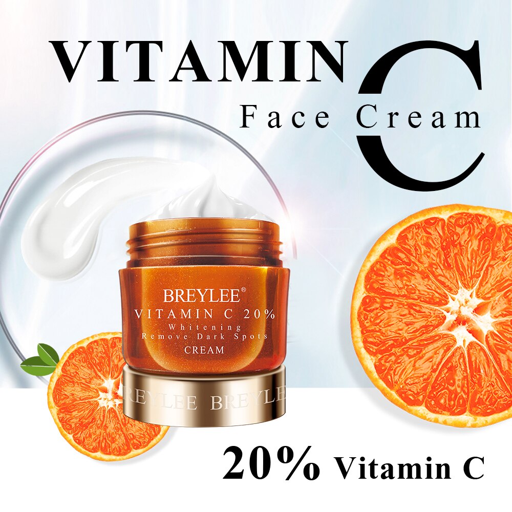 Vitamin C Whitening Facial Cream 20% VC Fade Freckles Remove Dark Spots Melanin Remover Skin Brightening Cream Face Care