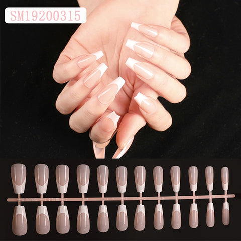 Beyprern Christmas gifts Fashion 24Pcs French Nails For Women Simple Pink INS Style Fake Nails Acrylic Fake Full Tips False Press On Nail With Designs