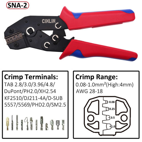 DuPont Terminals Crimp Pliers Interchangeable Dies Wire Crimper Crimping Tools Ratcheting SN-48B PH2.0 XH2.5 JST2.5 VH3.96