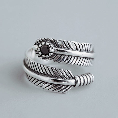 Minimalist Silver Color Feather Leaves Adjustable Ring Vintage Fashion Exquisite Jewelry Ring For Women Girls Party Wedding Gift