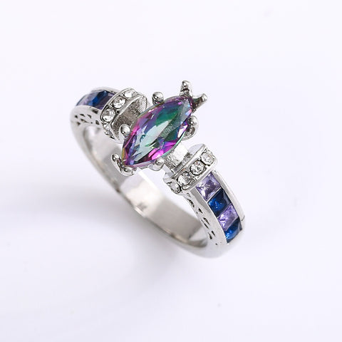 Beyprern 2023 New Arrival Womens Ring Creative Colorful Oval Zircon Ring Popular Fashion Female Gift Luxury Jewelry for Women Wholesale