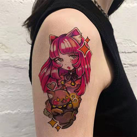 Back to school  Anime Tattoo Sticker Waterproof For Men Women Body Art Personality Cool Butterfly Fake Tattoo Arm Thigh Pattern Temporary Tattoo