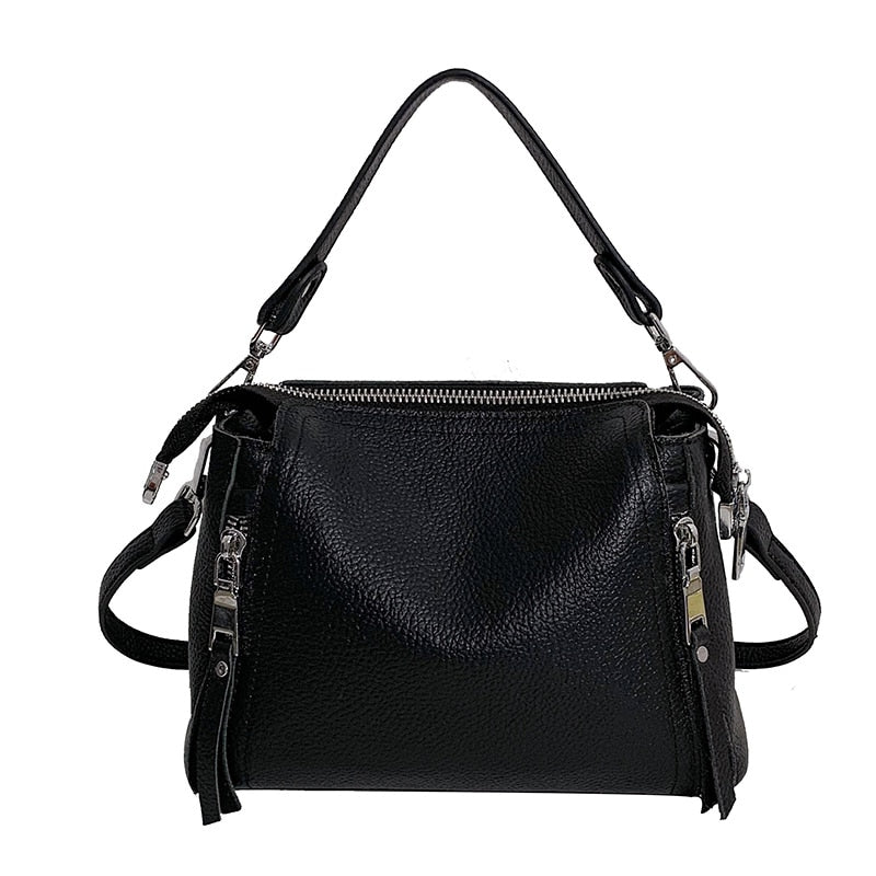 Beyprern 100% Genuine Leather Women Handbags Cowhide Women Shoulder Bag Fashion Luxury Ladies Messenger Bags High Quality Female Tote Bag