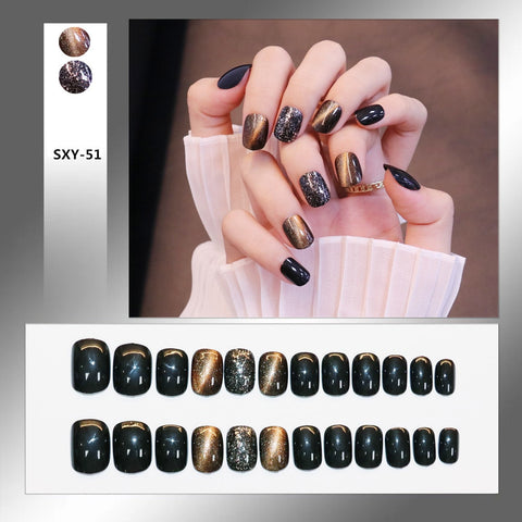 Bow Short Level False Nails Adhesive 3D Beautiful Stick-on Nails Artificial Square Jump Color Fake Nails with Design Z350