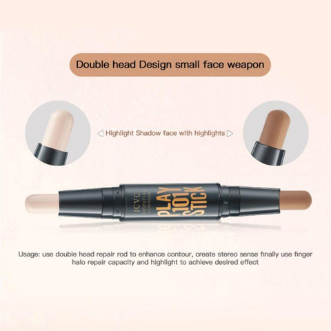 Double Head Face Highlighter Contour Stick Makeup Bronzer Shimmer Concealer Stick Long Lasting Cosmetics Maquillaje TSLM1