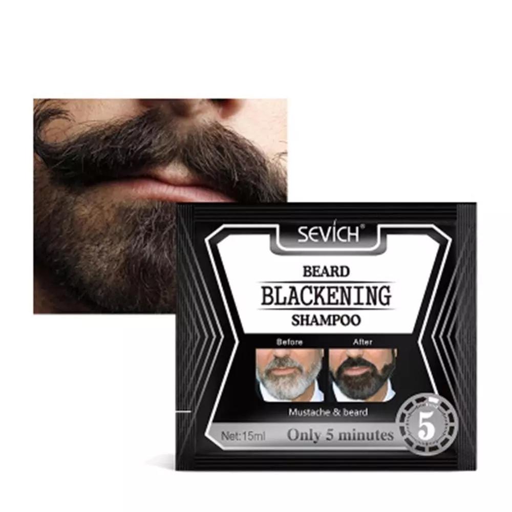 5pcsInstant Dark Beard Shampoo 5Mins Blackening Beard Shampoo Dye Beard Into Black Herb Natural Faster Blackening Beard Coloring