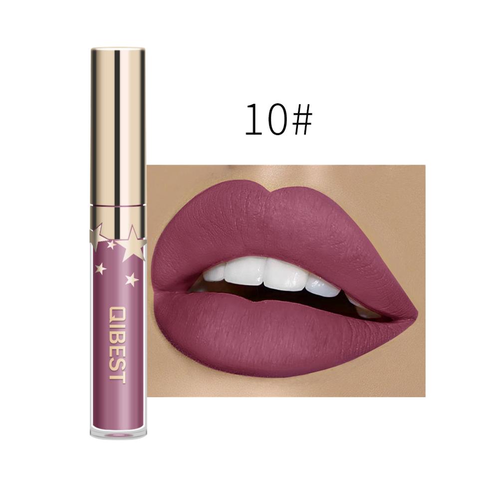 QIBEST Velvet Matte Lipgloss Waterproof Nude Lip Gloss Long Lasting Pigment Liquid Lipstick Lip Tint Makeup Cosmetics