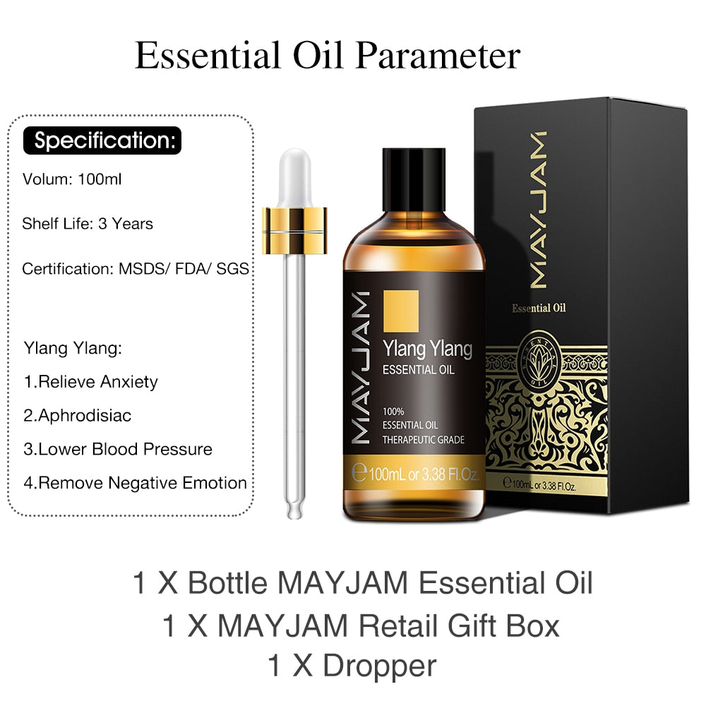 Beyprern 100ML Aphrodisiac Ylang Ylang Essential Oils For Making Soap Candle Perfume Sandalwood Lavender Tea Tree Vanilla Rose Oils