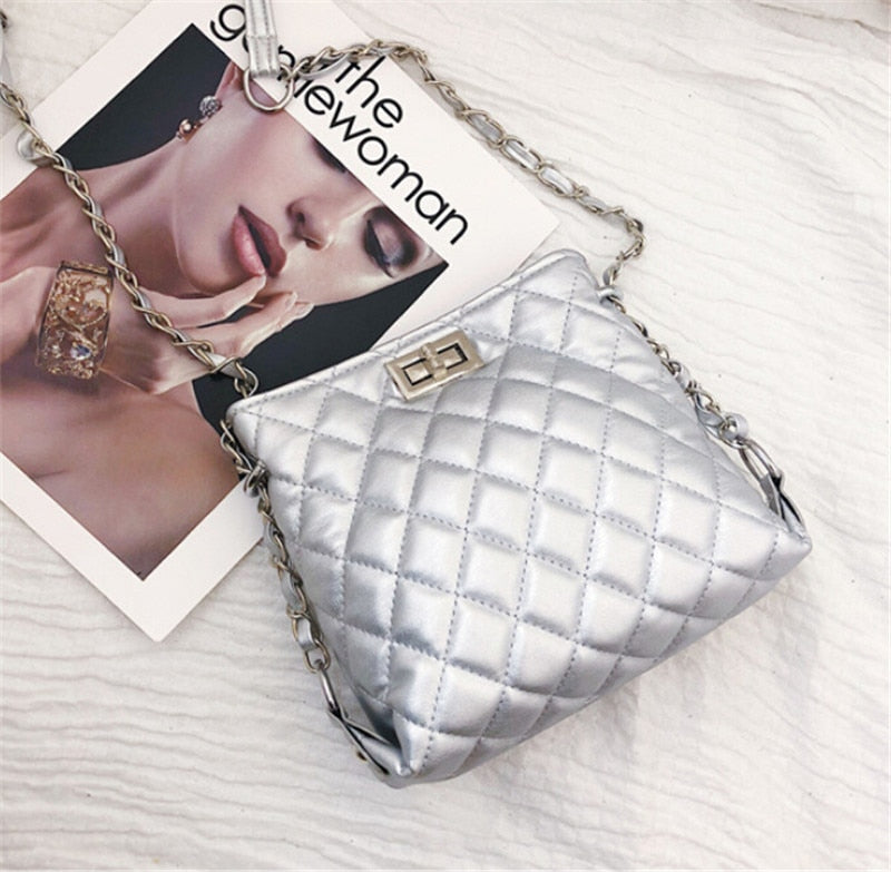 Classic Diamond Pattern 2022 Women Soft PU Messenger Bag Square Female Shoulder Bags Rhombus Lattice Luxury Handbag