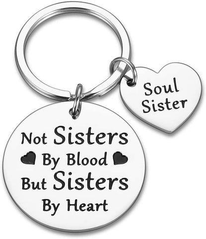 Best Friend Sister Gifts Keychain Pendant "not sisters by blood but sisters by heart" Friendship Jewelry Gift for Women Girls