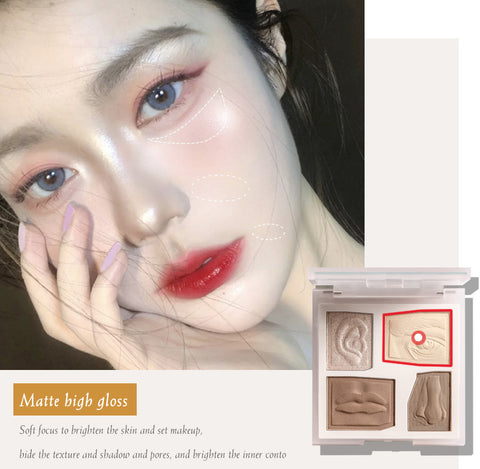 Beyprern NEW 3D Bronzer Highlighter For Face Makeup Stick Cream Contour Illuminator Makeup Matte Contour Rose Tea Blush Highgloss Palette