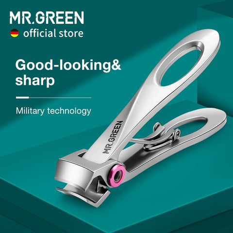MR.GREEN Nail Clippers Stainless Steel Wide Jaw Opening Manicure Fingernail Cutter Thick Hard Ingrown Toenail Scissors tools