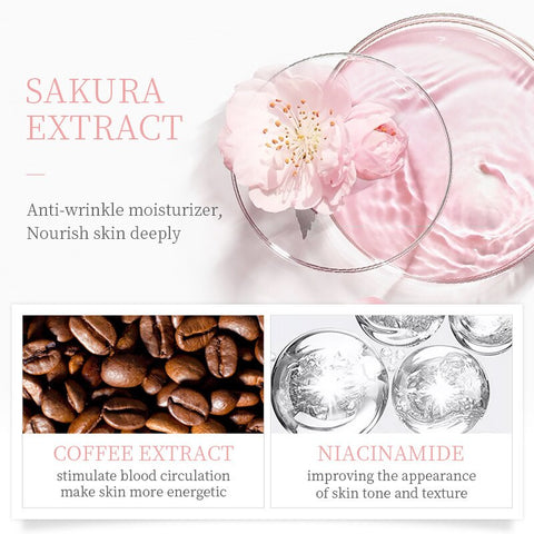 Japan Sakura Moisturizing Facial Serum Fade Fine Lines Brighten Skin Face Cream Remove Dark Circles Eye Bags Repair Eye Mask