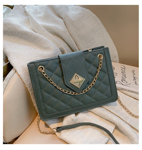 Fashion Chain Crossbody Bag Linge Pattern PU Leather Shoulder Messenger Bag Lady Luxury Handbags
