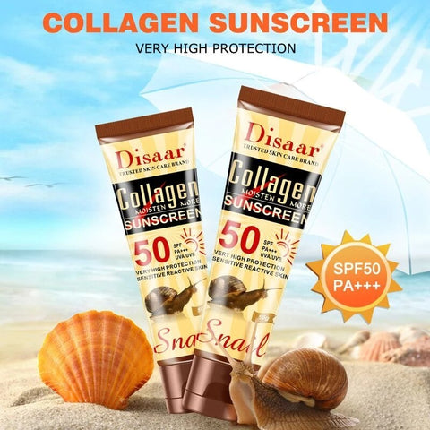 Collagen Snails Facial Body Sunscreen Whitening Sun Cream Skin Protective Cream Anti-Aging Oil-control Moisturizing SPF 50+ Face