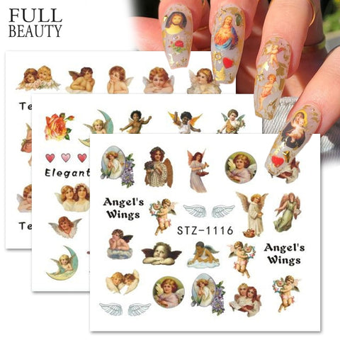 Angel Nail Art Stickers Virgin Mary Cupid Water Transfer Decals Sliders Heaven Design Tattoo Accessories Manicure CHSTZ1114-1121