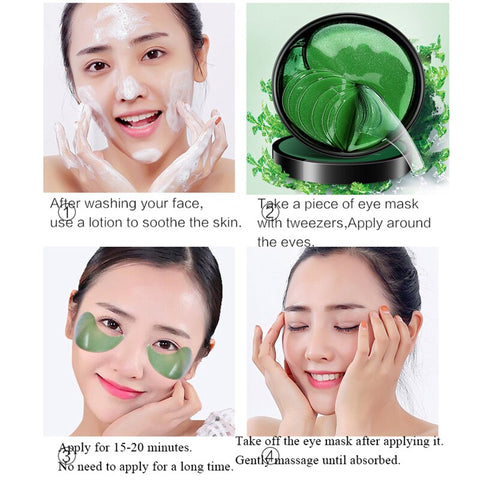 Seaweed Hyaluronic Acid Eye Mask Natural Moisturizing  Eye patches Remove Dark Circles Anti Age Bag Eye Wrinkl 60 Piece