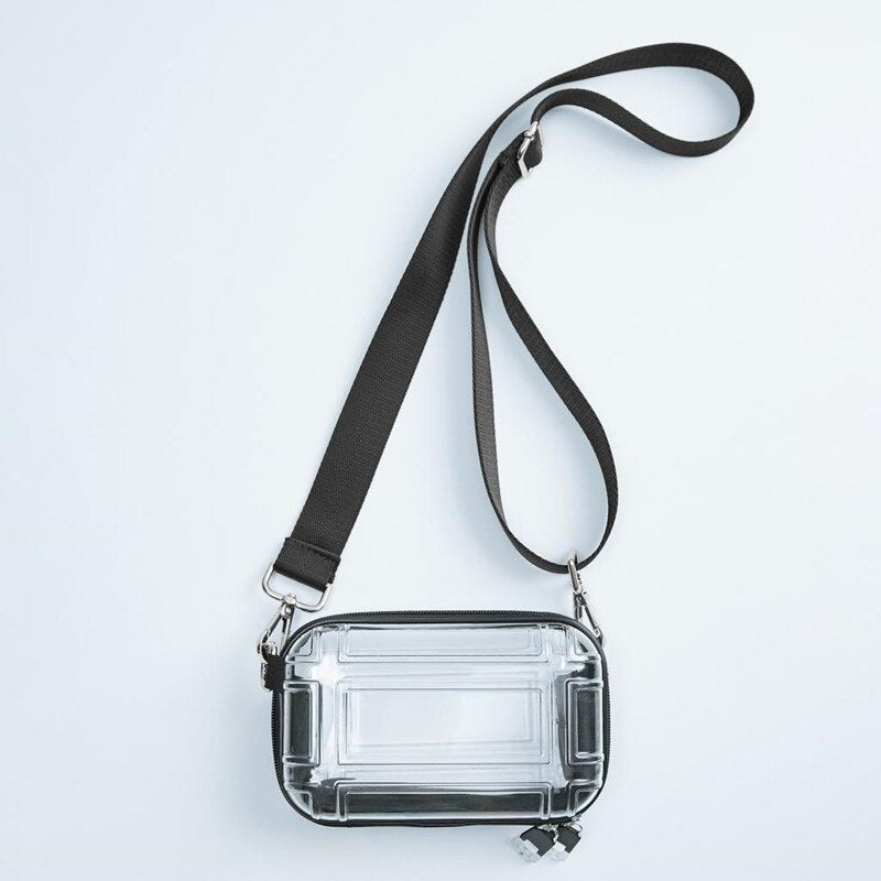 2022 Casual Small Box Designer Bag Women's Shoulder Crossbody Bags New Fashion Transparent Wide Shoulder Strap  Messenger Bag