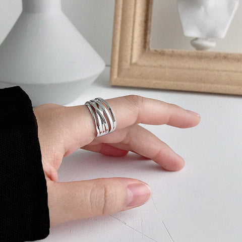 Rings For Women Multilayer Winding Line Geometric Finger Ring Minimalist Couple Engagement Party Jewelry