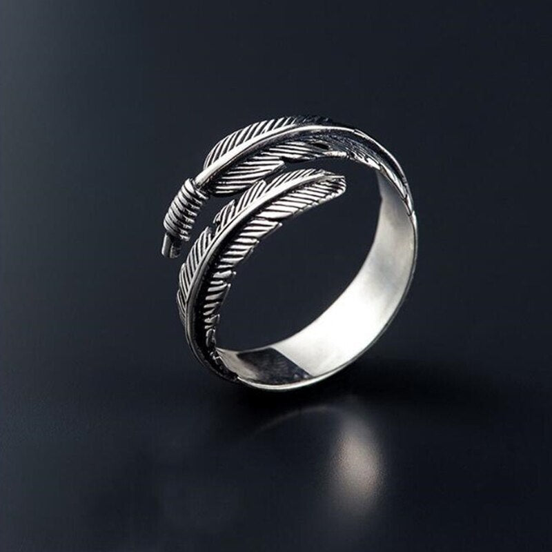 Vintage Silver Color Feather Arrow Opening Rings for Women Creative Retro Gothic Punk Frog Octopus Finger Ring Simple Jewelry