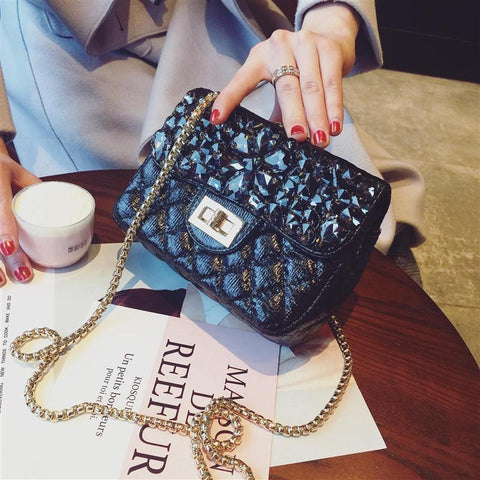 Luxury Designer Purses And Handbags Gold Rhinestone Purse Clutch Crystal Shoulder Bag Chain Evening Clutch Pouch Messenger Bag