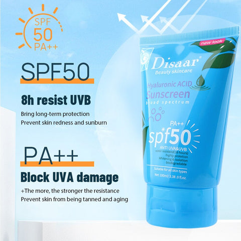 Hyaluronic Acid Sunscreen Moisturizing Sunblock SPF50 Oil Control Waterproof Isolation Makeup Base Cream Anti Wrinkle Face Cream