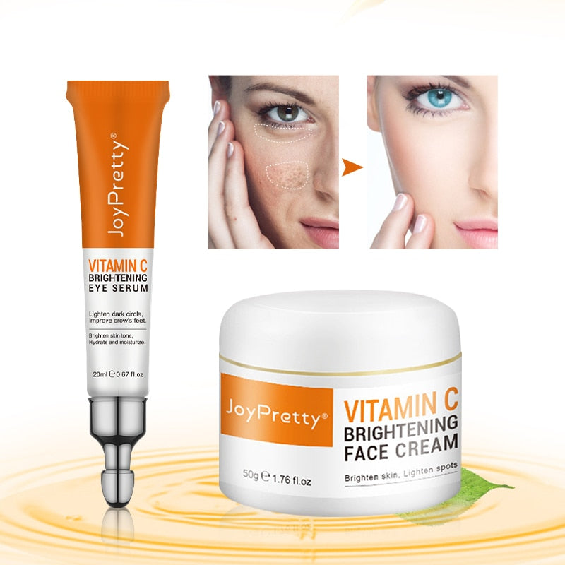 Vitamin C Face Cream Skin Care Set Eye Cream Anti Aging Wrinkle Moisturizing Serum Collagen Whitening Cream Skin Care