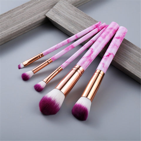 FLD 5pcs Marble Makeup Brushes Set Foundation Powder Small Eye Shadow Eyebrow Blending Concealer Beauty Cosmetic Brush Kit Tools