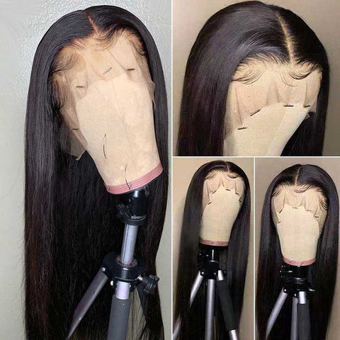Beyprern 30 Inch Straight Lace Front Wig Transparent Lace Frontal Wigs Bone Straight Lace Front Human Hair Wigs T Part Lace Closure Wigs