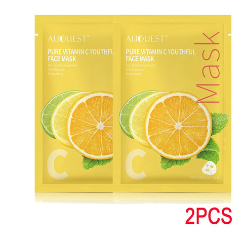 AUQUEST Vitamin C Facial Mask Moisturizing Oil-Control Whitening Peel Face Mask Cosmetics for Face Skin Care for Women