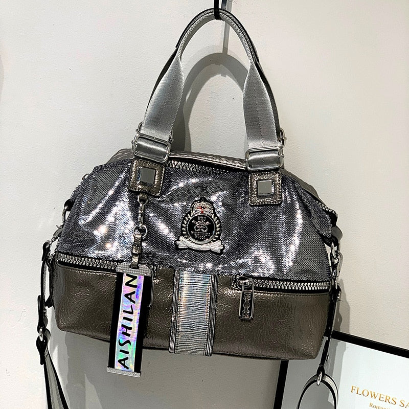 Women's Handbags Sequins Retro Crossbody Tote Bag Female Top Handle Bag Travel Shoulder Bag Luxury Designer Purses And Handbags