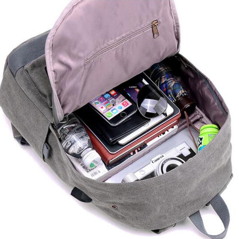 Beyprern Canvas Backpack Men Women USB Charging Headphone Holes Backpack for Teenagers Adult Office Laptop Ipad Daypack mochila Backpack