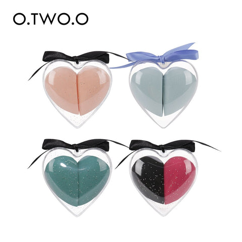 O.TWO.O 2pcs/set Makeup Sponge Heart-Shape Box Non-Latex Material Cosmetic Puff Powder Foundation Use Beauty Make Up Tools
