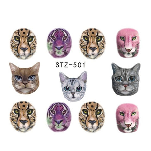 Beyprern 1 Sheets Nail Sticker Sexy Designs Anger Cat/Tiger/Leopard Slides For Water Transfer Temporary Tattoo Nail Decor
