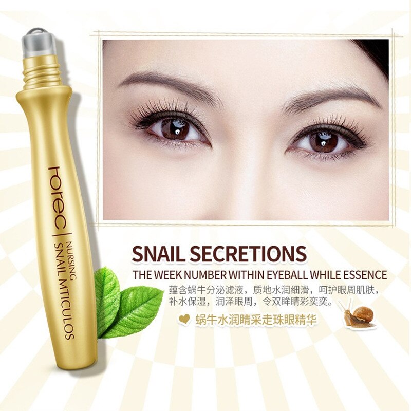 ROREC Eye Serum Anti-Wrinkle Snail Essence for Eyes Cream Dark Circle Cream Snail Hyaluronic Acid Korean Cosmetics Skin Care
