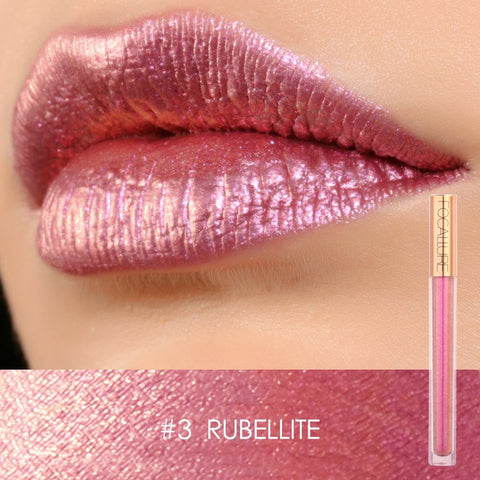 Beyprern Shimmer Lip Gloss Waterproof Matte Lipstick Metal Rose Golden Lip Gloss Liquid Lipstick