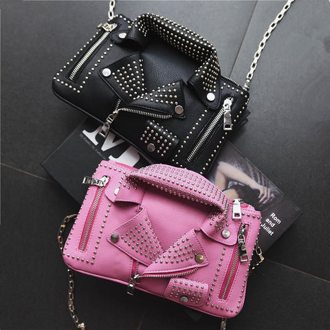 Beyprern Women Messenger Bags Mini Black Jacket Bag Handbags Pink Shoulder Bag Chain Crossbody Bags Sac A Main Femme De Marque